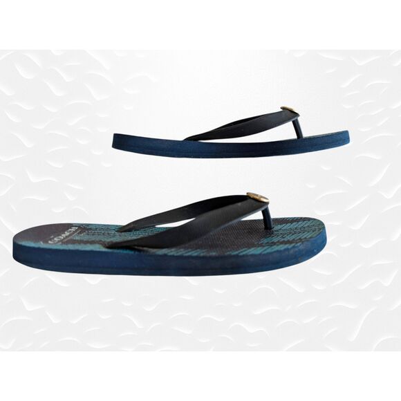 Coach Authentic Flip Flop Teal Thong Flip Flop Sandals  Sz 5-6 - Picture 9 of 9